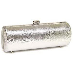 Evening Bag - 12 PCS - Liz Embossed Clutch w/ Swarovski Crystal Accent Closure - Silver - BG-HPZ442S